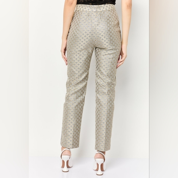 Maje Women's Floral Print Straight Jacquard Metallic Trousers Pants Size EU 34 - Picture 5 of 16